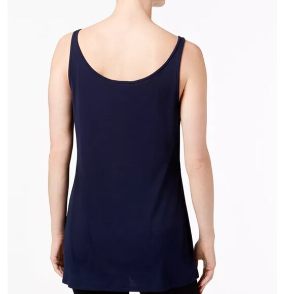 NWT Eileen Fisher Midnight Jersey Scoop Neck Long Tank Cami Medium Petite - Picture 2 of 10